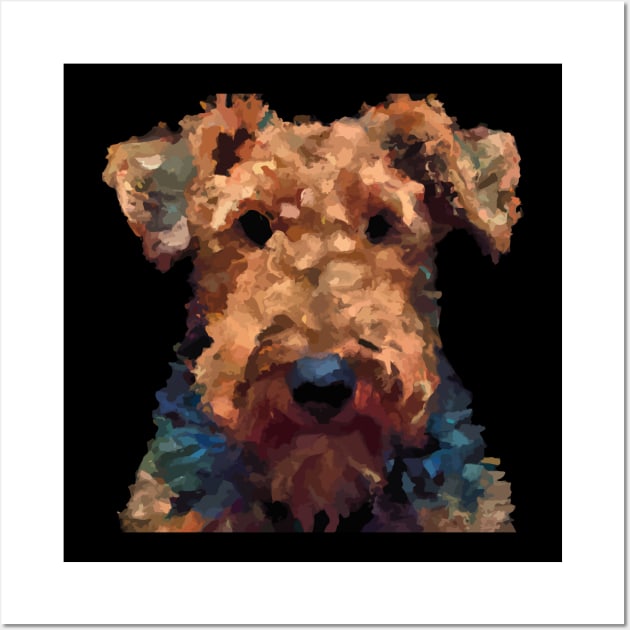 Cute Airedale Terrier Brush Painting Artwork Wall Art by Furrban